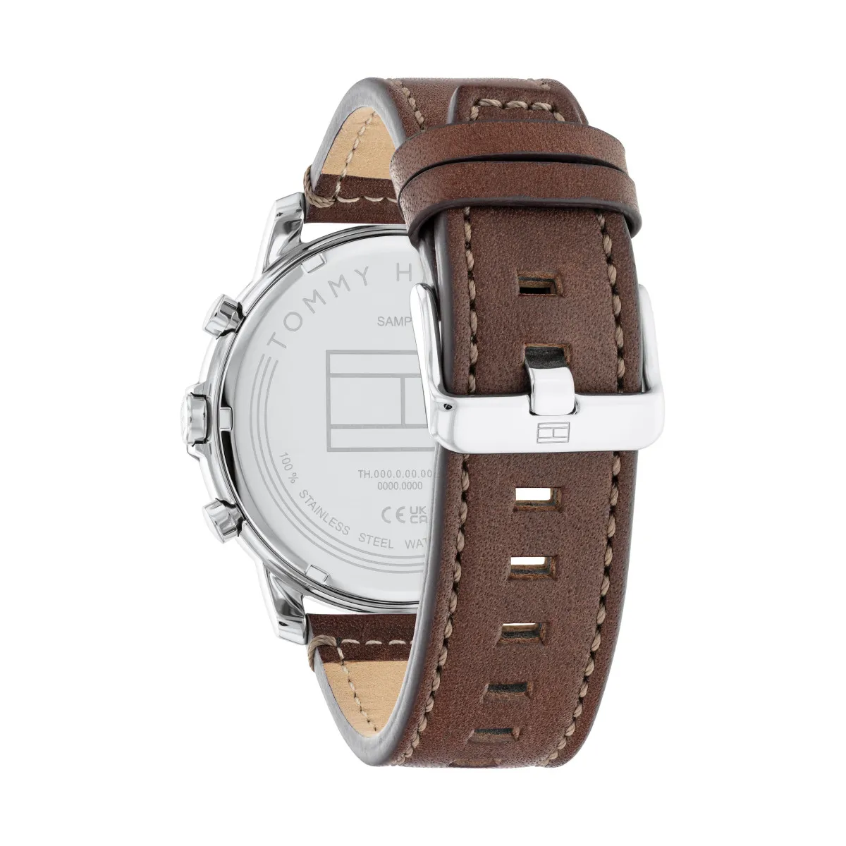 TOMMY HILFIGER RELOJ CON SUBESFERAS Y CORREA DE PIEL MARRÓN  TOMMY HILFIGER