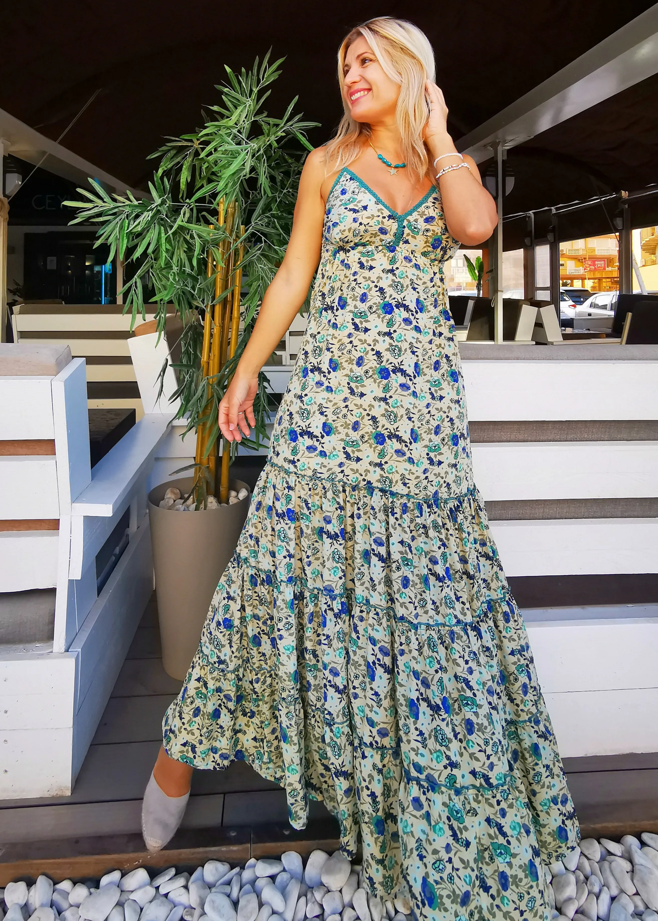 Vestido seda verde