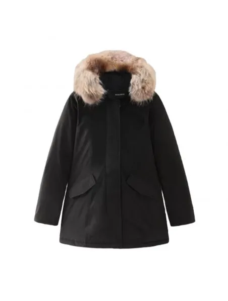 WOOLRICH Anorak Luxury Arctic Raccoon Mujer Melton blue