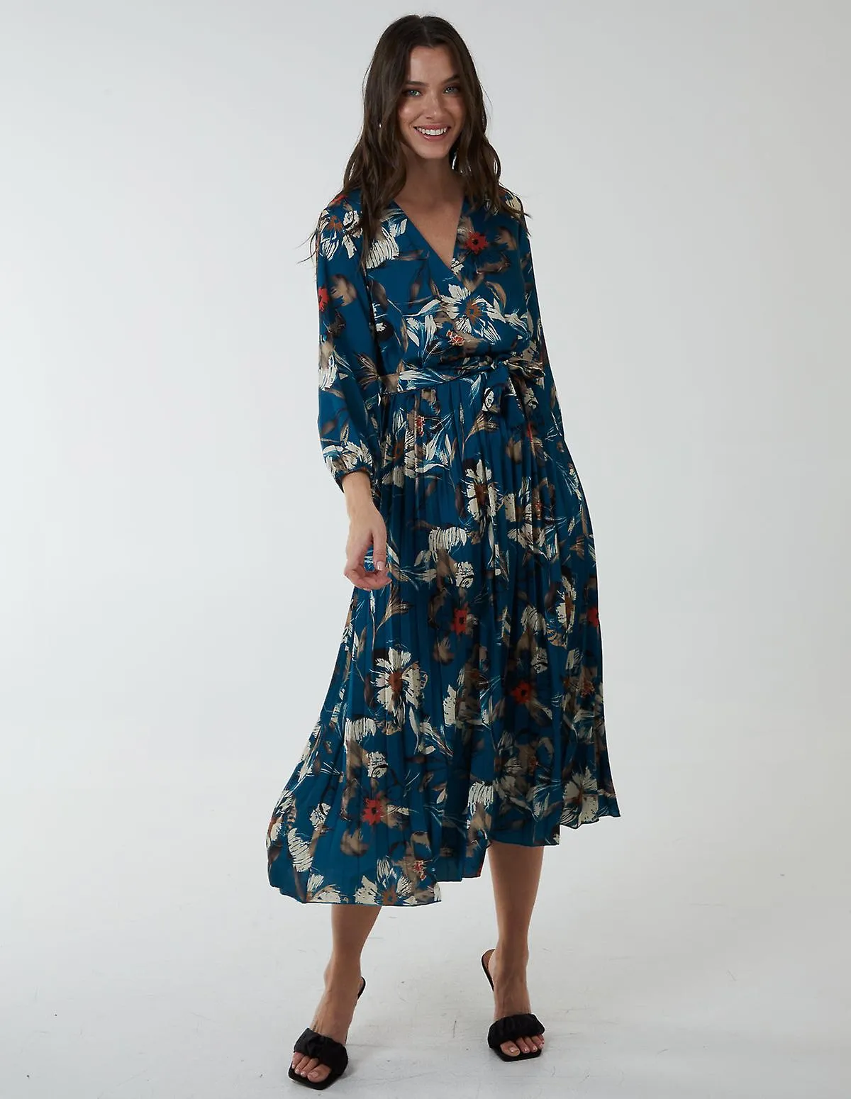Wrap front midi dress3917