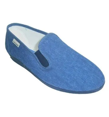 Zapatilla clásica con cuña baja Muro en tejano