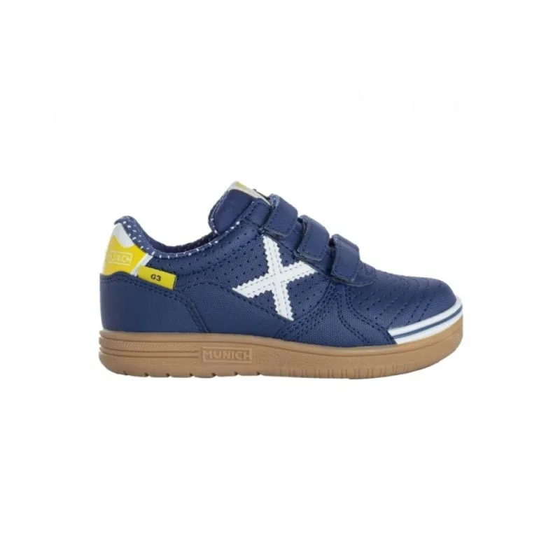 ZAPATILLAS MUNICH G3 JUNIOR VELCRO AZUL MARINO