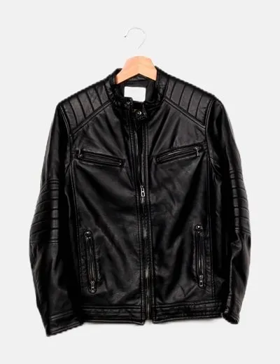 Zara Chaqueta negra cremallera