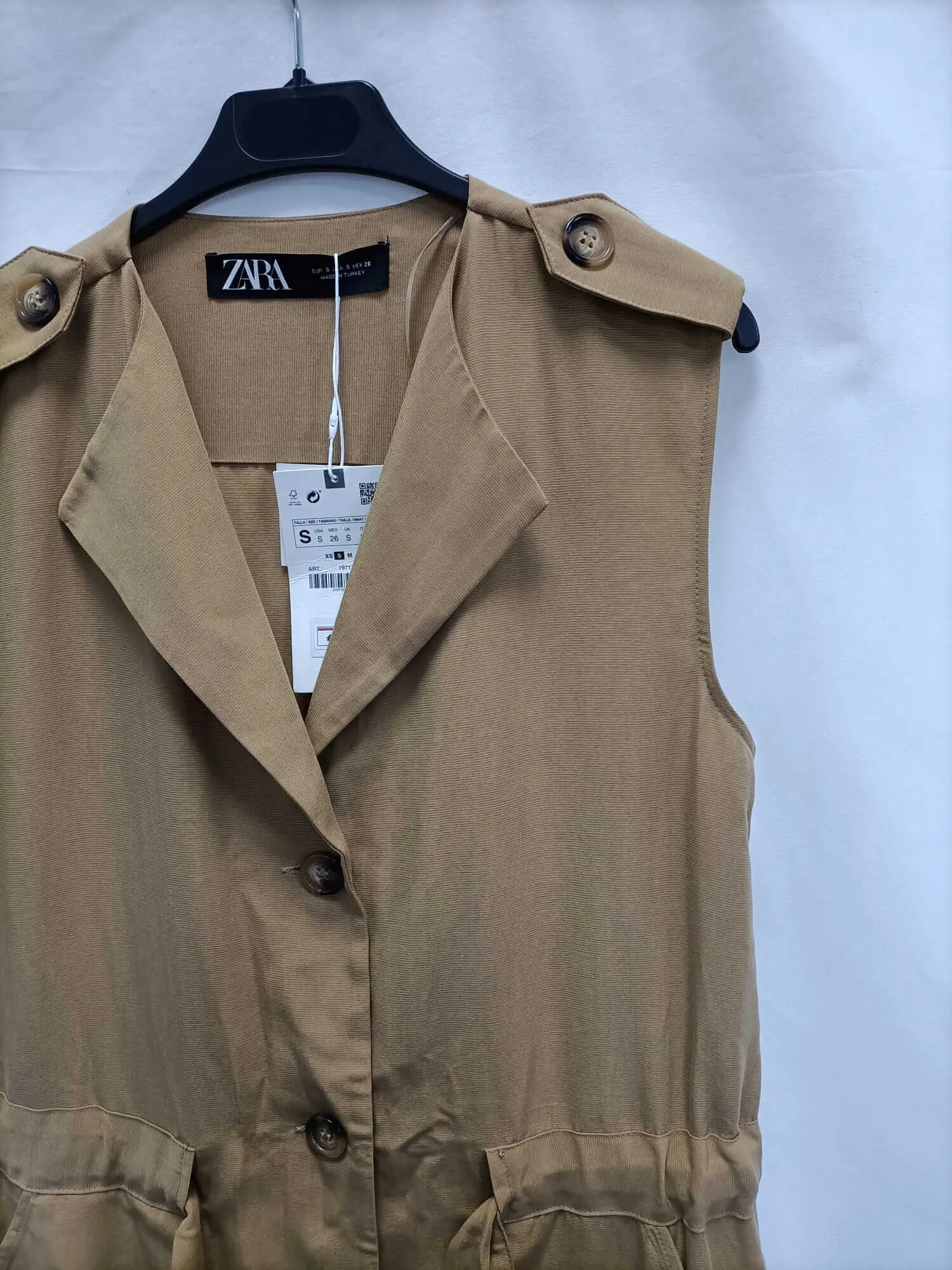 ZARA.Vestido midi camel T.s